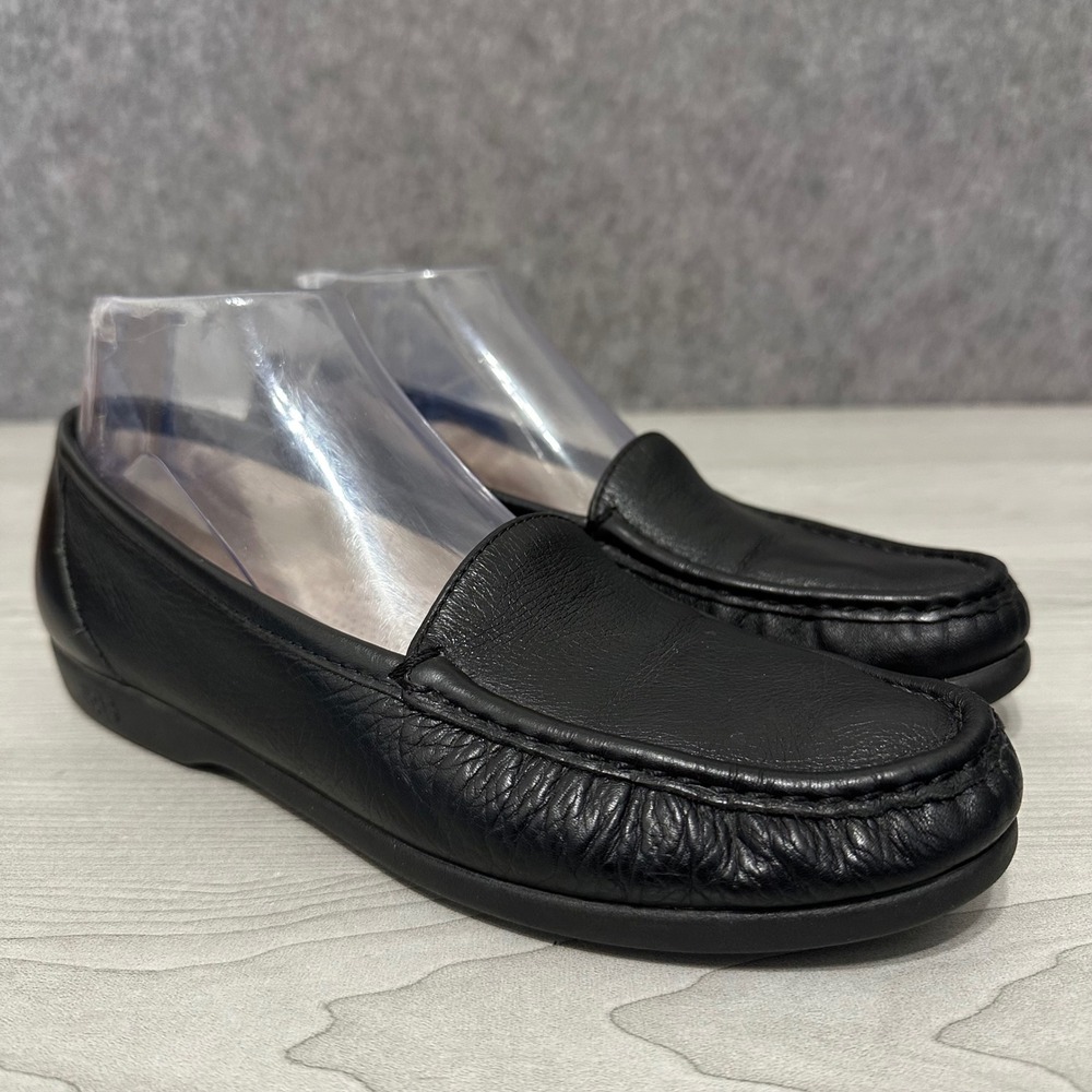 SAS Simplify Loafers Womens 8.5 Black Leather Slip On Tripad Comfort Moccasin
